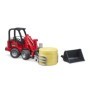 Bruder incarcator compact Schaffer 2630 cu graifer si un balot rotund